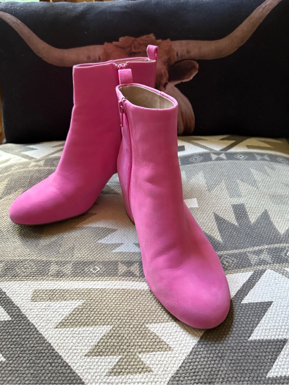 Gianni Bini Hot Pink Leather Ankle Boots